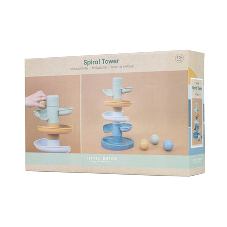 Rubo Toys piccola torre a spirale olandese blu - pista per biglie - 5 parti - 3 palline - torre impilabile