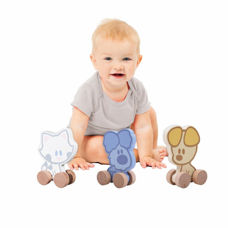 Woezel e Pip Rubo Toys figure con ruote in legno per bambini assortite