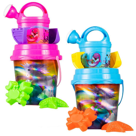 Set da spiaggia estivo con stampa laser unicorno 7 pezzi 2 ass