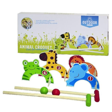 Croquet di animali in legno di gioco all'aperto