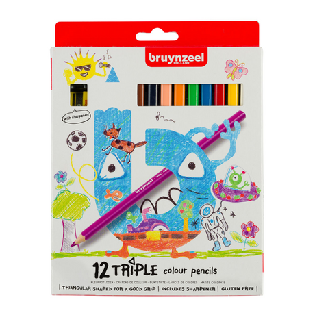 Set di 12 matite triple colorate Bruynzeel Kids