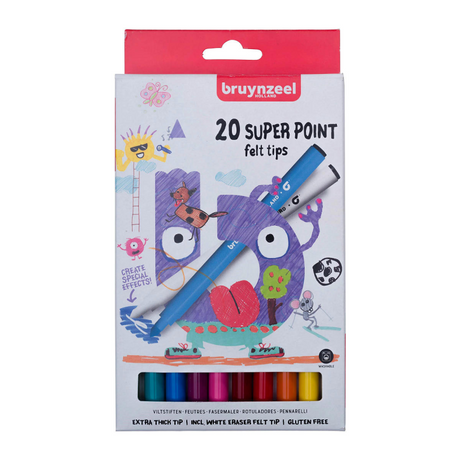 Set di pennarelli Bruynzeel Kids Super Point, 20 colori