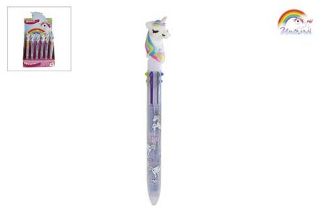 Penna a sfera multicolore con unicorno