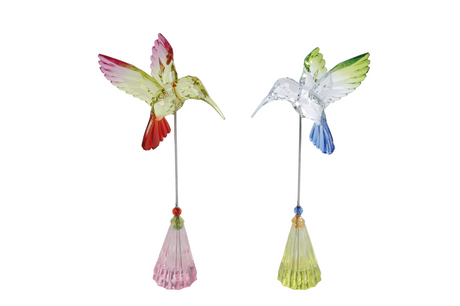 Cozydecor statua colibrì su stelo acrilico multicolore 16x6x6,5 cm
