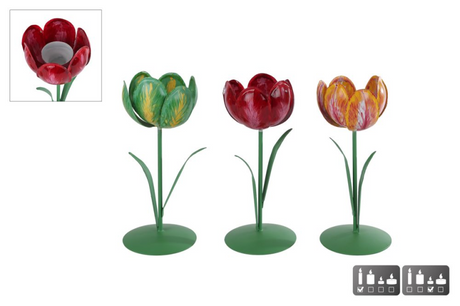 Candeliere tulipano in metallo 8x8x20cm