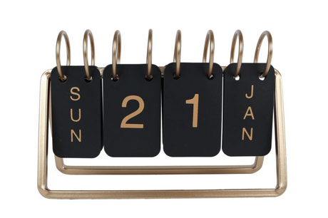 Calendario da tavolo No Brand in metallo nero oro 18x6x12,5 cm