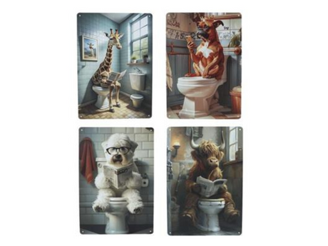 Piatto da parete WC animali in metallo 20x30x0,5 cm