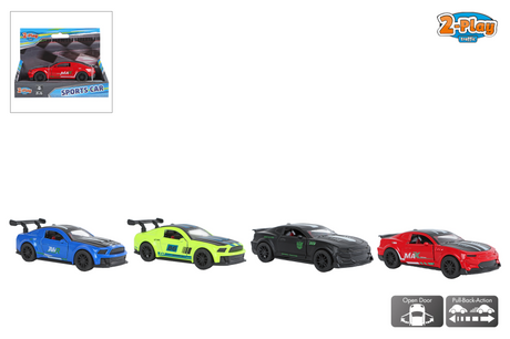 Auto sportiva da 2 giochi pressofusa pull back 11,5 cm 4 assortiti