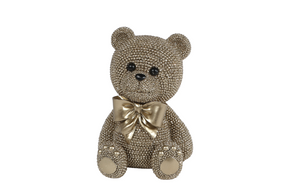 Sculptuur teddybeer glinster goud polystone 12,5x11x17,5cm