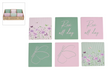 Onderzetter floral aardewerk roze groen 10x10x0,7cm assorti