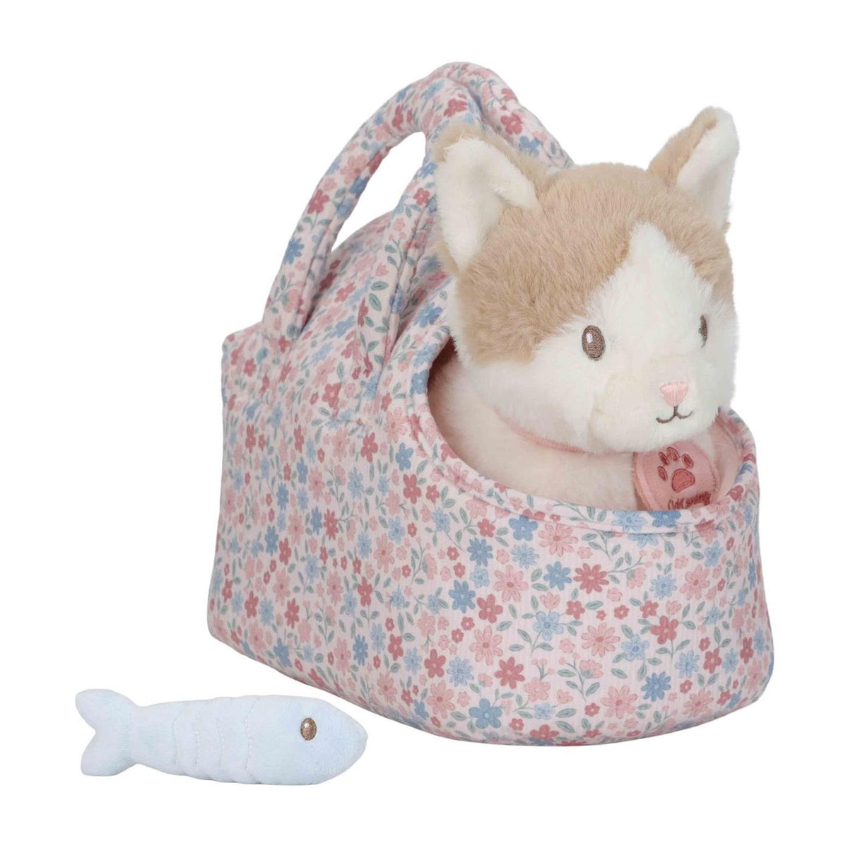 Il piccolo e tenero gatto giocattolo olandese Marley nella borsa
