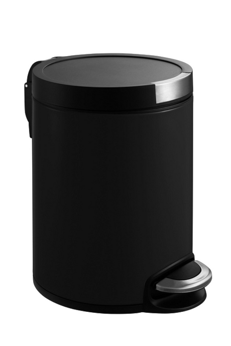 Eko - pattumiera artistica a pedale 5 litri - plastica acciaio inox - nero opaco - pattumiera