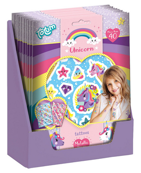 Totum Unicorn Tattoo 40 pezzi tatuaggio per bambini metallico - trucco per bambini, vestiti e accessori per feste e travestimenti