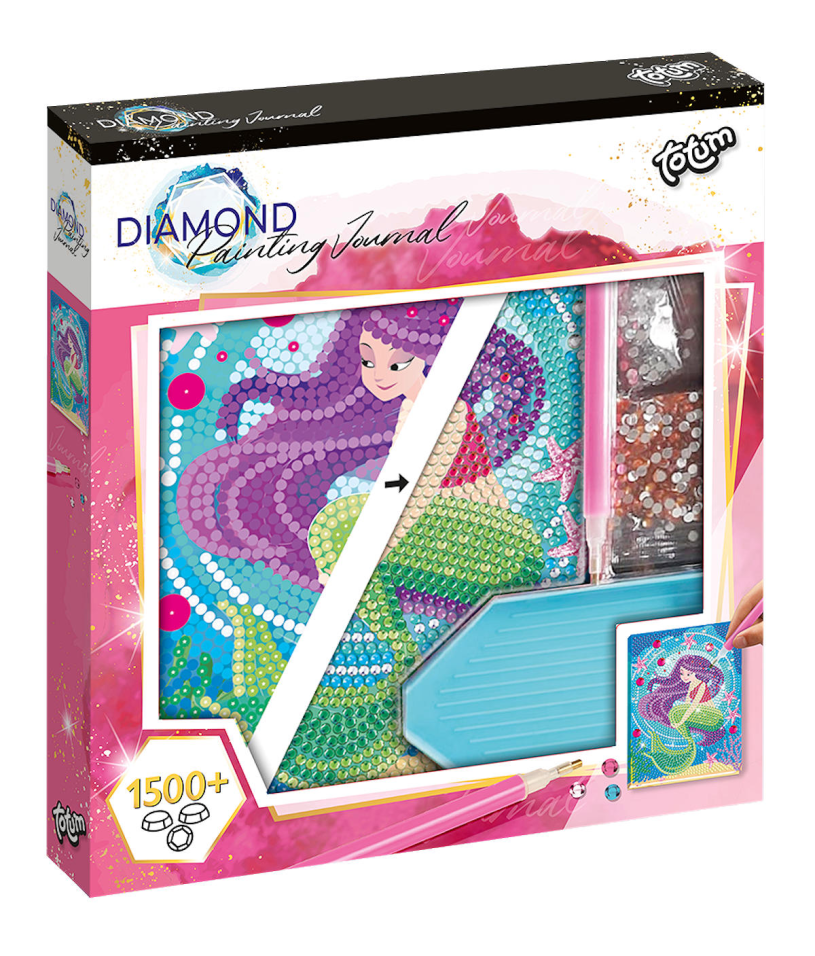 Quaderno con sirena Totum decorato con strass - giocattoli per ragazze dai 6 anni - diario con pittura con diamanti a forma di sirena | giocattoli creativi per suggerimenti regalo