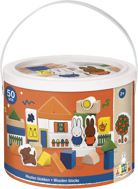 Bambolino Miffy botte di blocchi, blocchi di legno in botte di stoccaggio - giocattoli educativi - bambini piccoli, bambini in età prescolare - da 2 anni - giocattoli