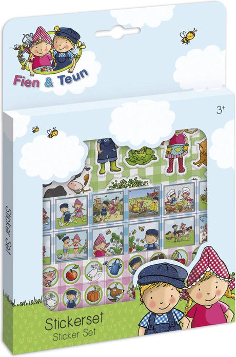 Adesivi Bambolino fien teun - 3 fogli adesivi con sfondo di gioco - giocattoli creativi - fattoria - giocattoli - da 3 anni