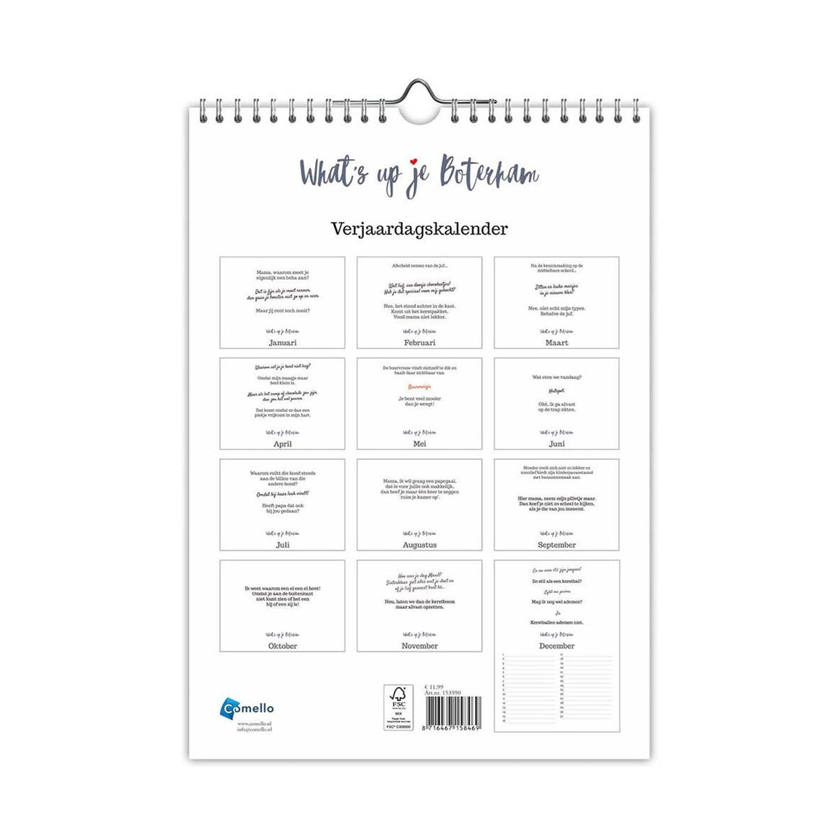 Comello come va il tuo panino - calendario compleanni - formato a4