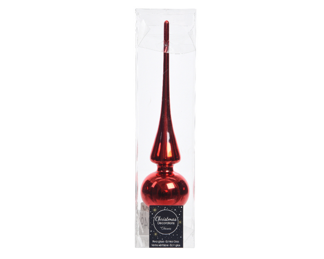 Decoris peak vetro lucido Natale rosso dia6x26cm