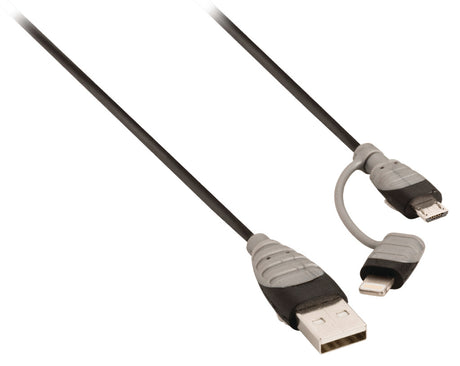 Bandridge BBM39400B10 Cavo Dati e Ricarica 2 in 1 USB Micro-B Maschio + Adattatore Lightning - A Maschio 1,00 m Nero