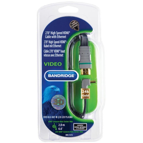 Bandridge BVL1372 cavo piatto HDMI 270 gradi ad alta velocità placcato oro 2 m