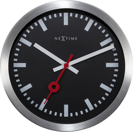 Nexttime Station – orologio da parete – 19 cm – alluminio – nero
