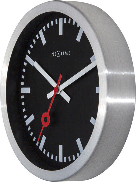 Nexttime Station – orologio da parete – 19 cm – alluminio – nero