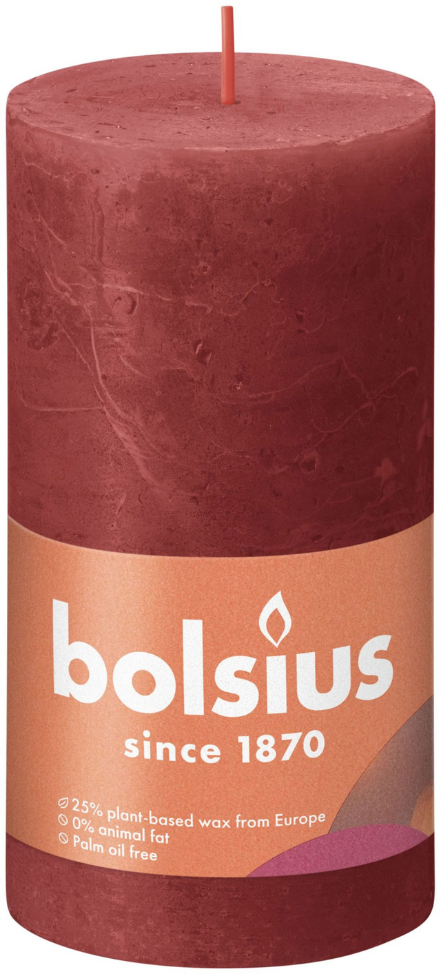Candela a colonna rustica Bolsius Shine Collection 130 68 rosso delicato - rosso delicato<br>