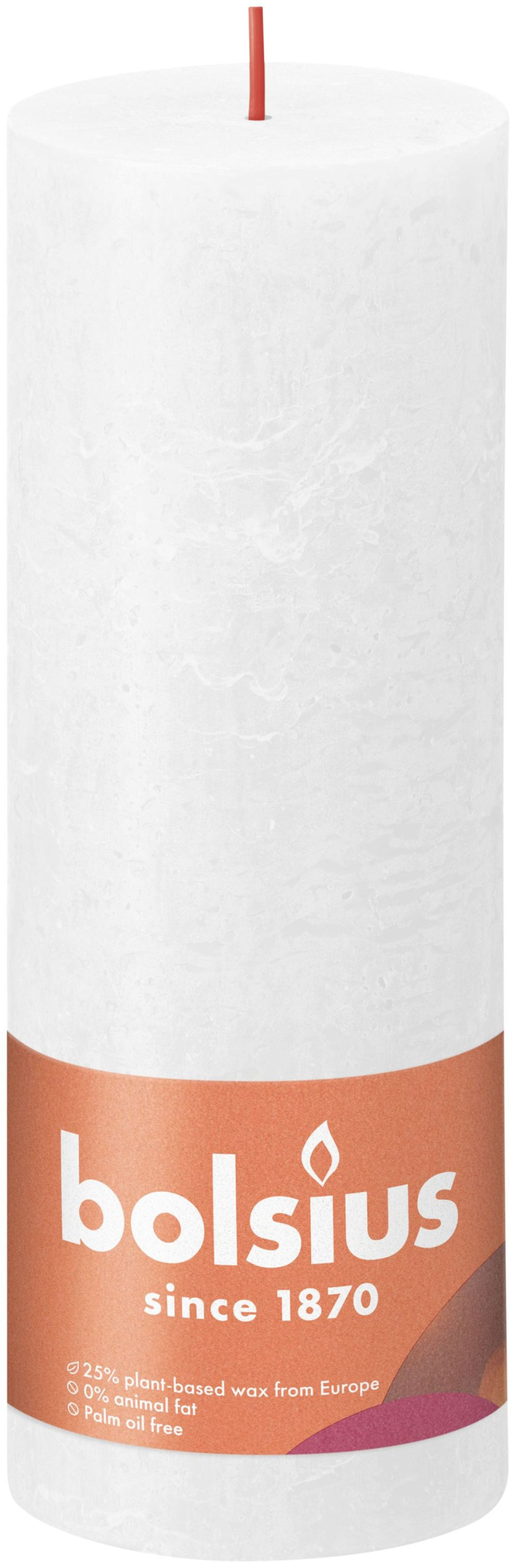 Candela a colonna rustica Bolsius Shine Collection 190 68 bianco nuvola - bianco nuvola
