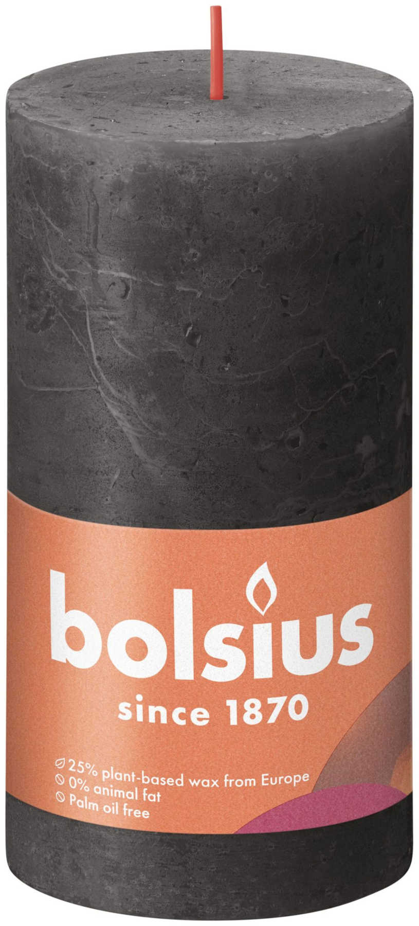 Candela a colonna rustica Bolsius 130 68 grigio tempesta-grigio tempesta