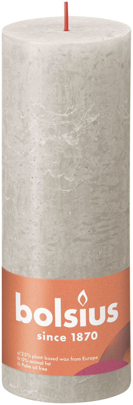 Candela a colonna rustica Bolsius Shine Collection 190 68 grigio sabbia - grigio sabbia