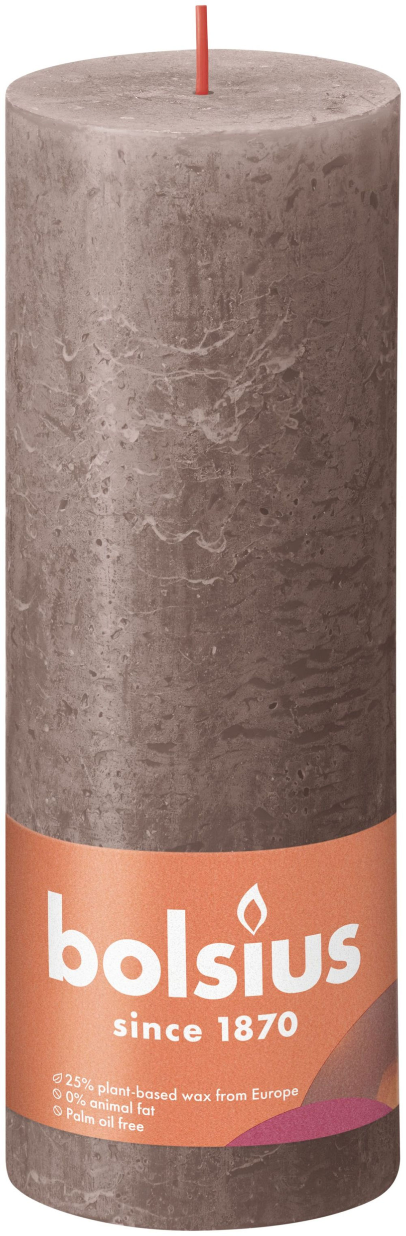 Candela a colonna rustica Bolsius Shine Collection 190 68 tortora rustico