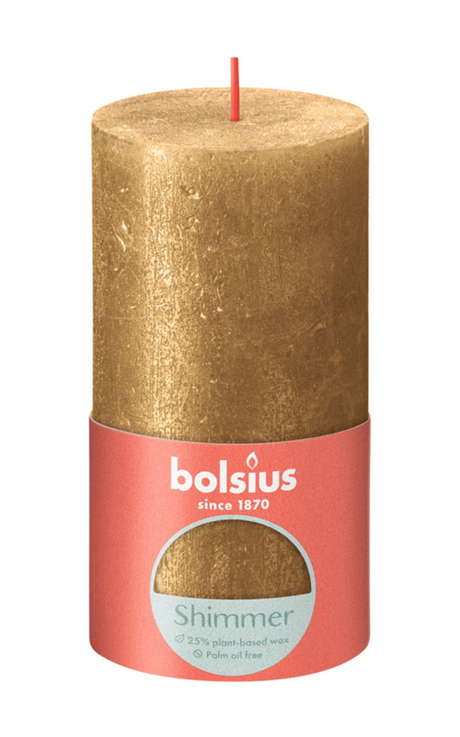 Bolsius Bolsius Candela pilastro Shimmer 13x6,8 cm Oro