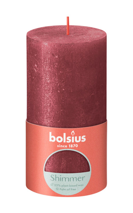 Candela a colonna rustica Bolsius 130 68 rossa