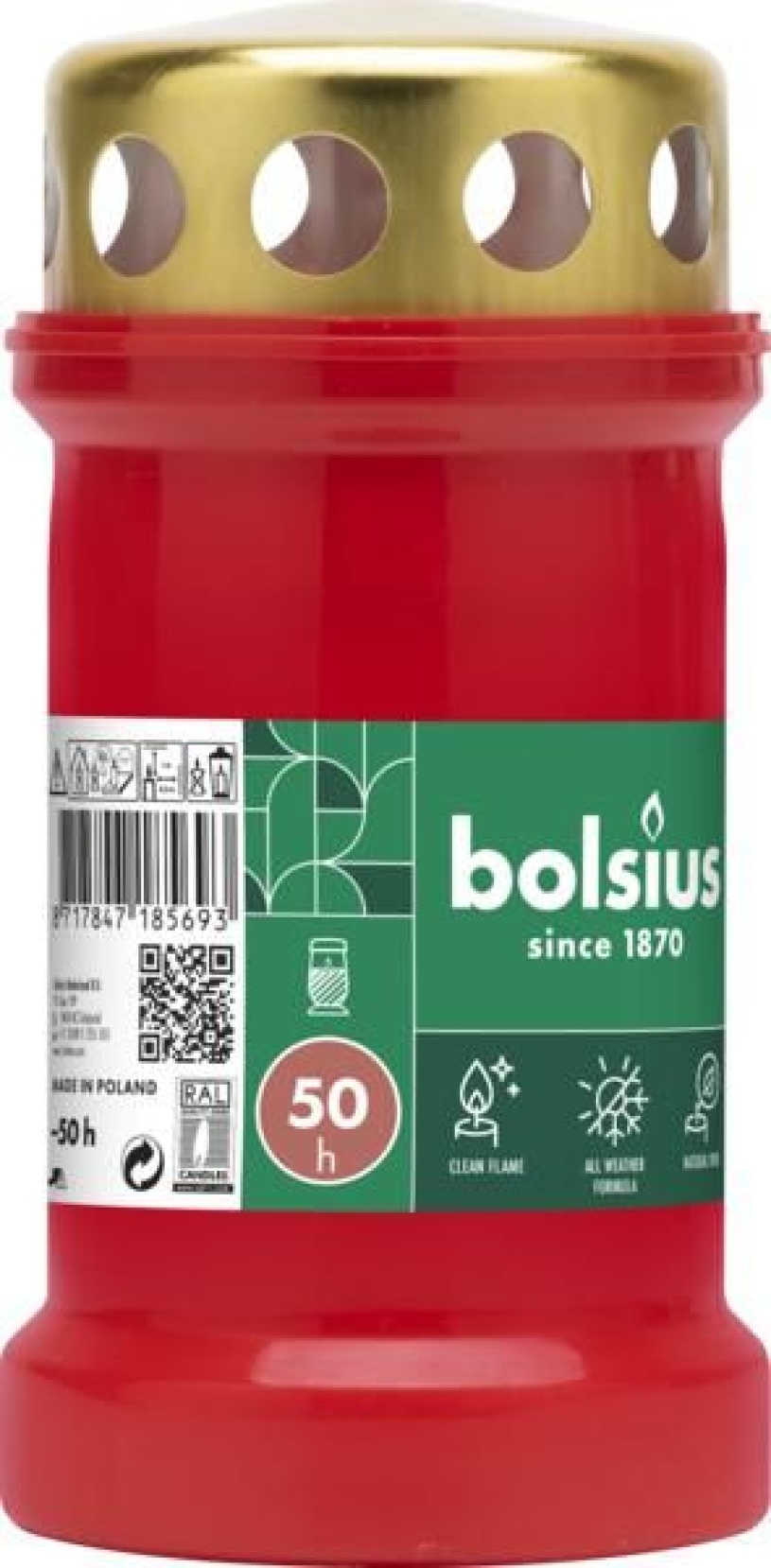 Lampada tombale Bolsius n.3 rossa con coperchio
