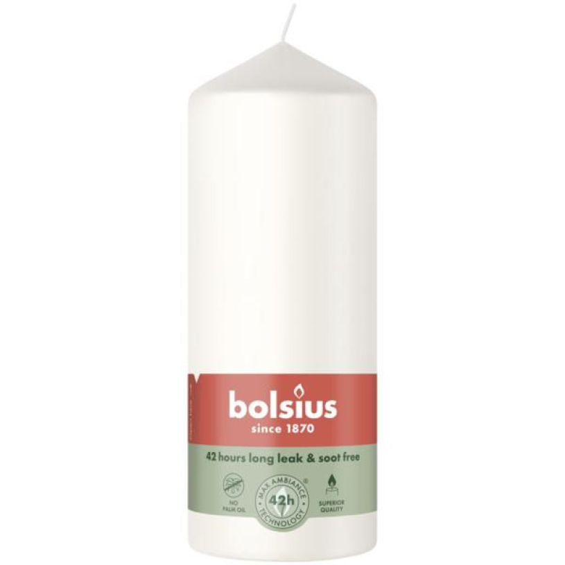Candela a colonna Bolsius 120 58 bianco nuvola
