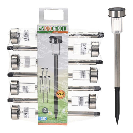Lampada solare da giardino Pro 360 mm in acciaio inossidabile set da 7 pezzi