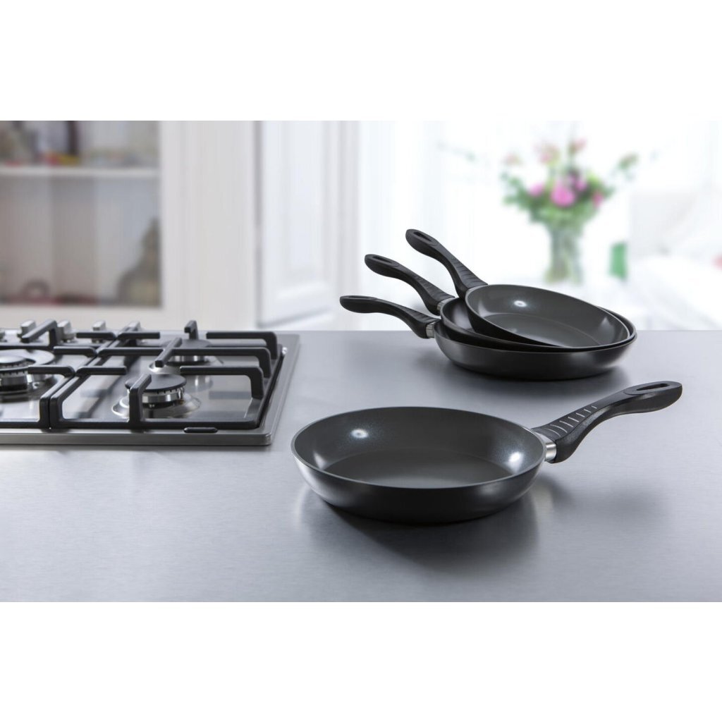 Bk bk easy basic padella in ceramica 28 cm nera