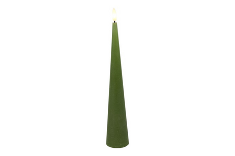 Countryfield led kegelkaars rustiek 5x5x25cm - l.groen