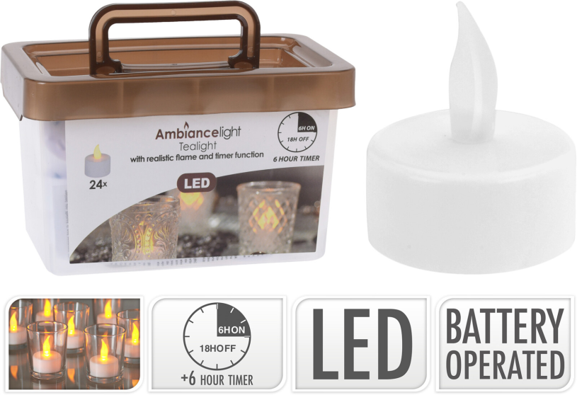 Tealight LED 24 pezzi con timer | 2 pezzi