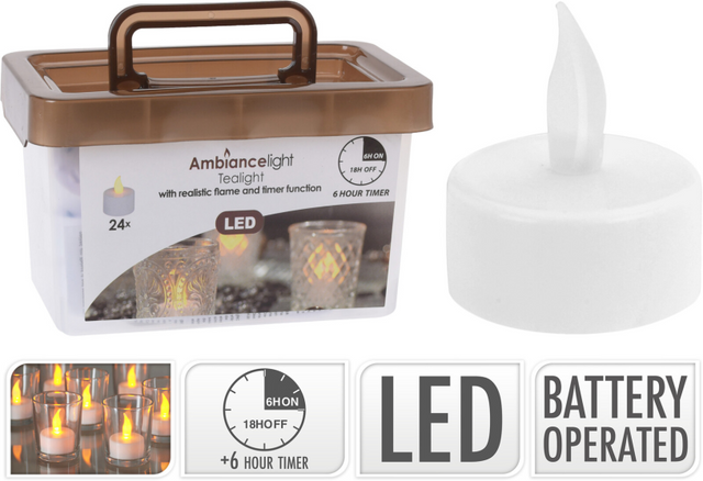 Tealight LED 24 pezzi con timer | 2 pezzi