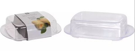 Eccellente burriera casalinga con coperchio in plastica 17,5 x 11,5 x 5 cm trasparente