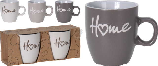 Beker aardewerk home 150ml set 2 stuks assorti
