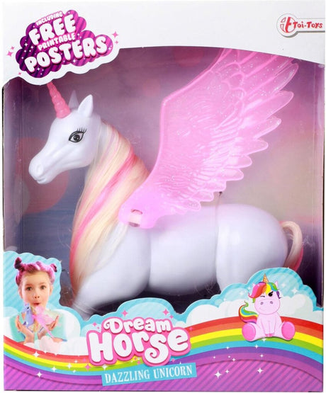 Toi-toys, cavallo da sogno, unicorno, personaggio da gioco con ali mobili