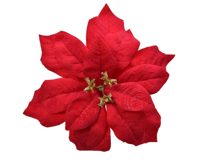 Decoro fiore su clip poinsettia dia.16cm