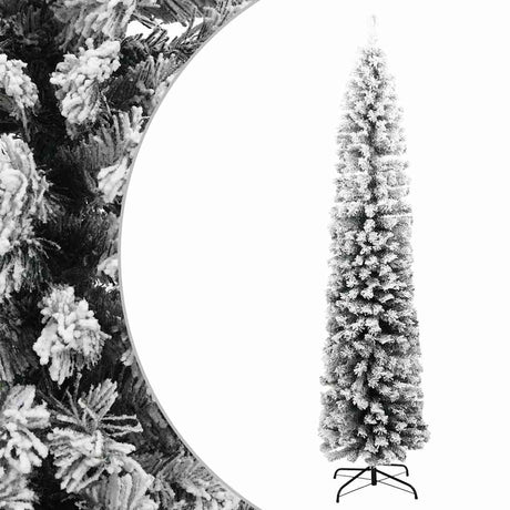 Vidaxx albero di Natale artificiale con neve stretto 240 cm PVC verde