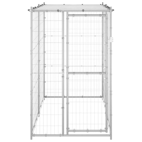 Vidaxl Dog Kennel all'esterno con tetto 110x220x180 cm in acciaio zincato