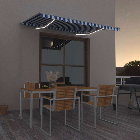 Tenda Vidaxx estensibile manualmente con LED 300x250 cm blu e bianco