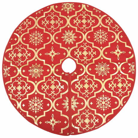 VidaXL gonna per albero di Natale di lusso con calzino in tessuto rosso 122 cm