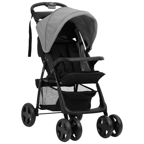 Passeggino VidaXL 3 in 1 in acciaio grigio chiaro e nero
