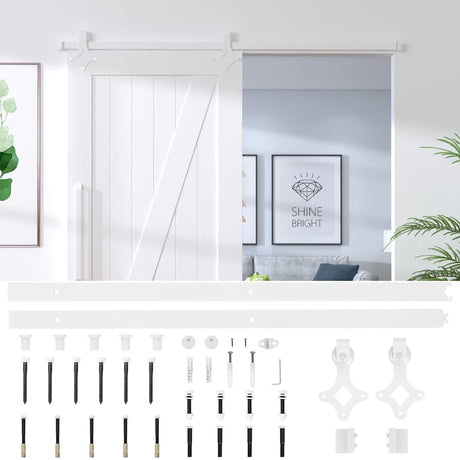 Raccordi Vidaxl Set per porta scorrevole da 183 cm in acciaio bianco